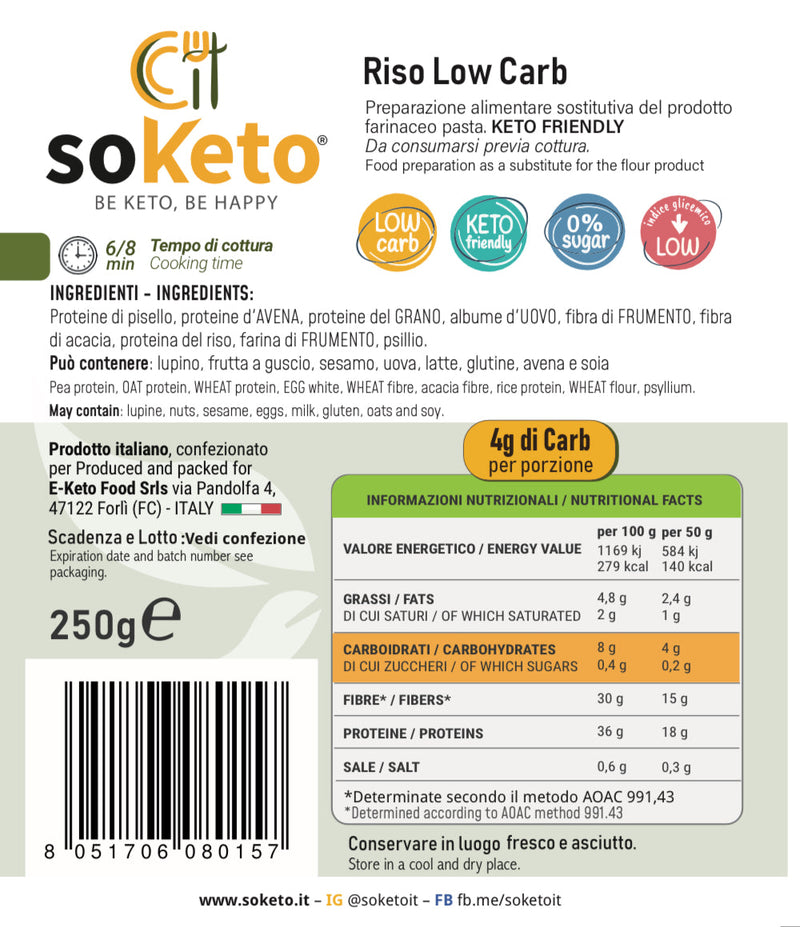 Riso low carb Cheto (250gr) - 4g carbo