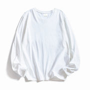 WAVLATII Magliette a maniche lunghe con scollo o da donna in cotone bianco - immagine 7