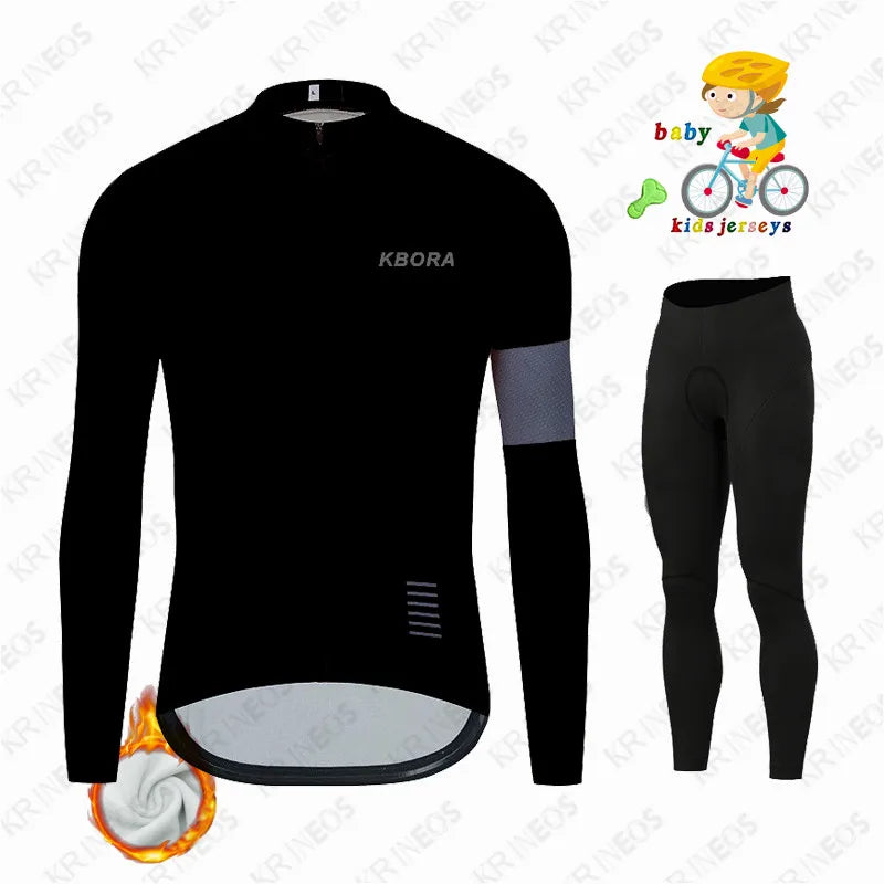 Maglia da Ciclismo per bambini KBORA Set invernale in pile termico abbigliamento - immagine 3