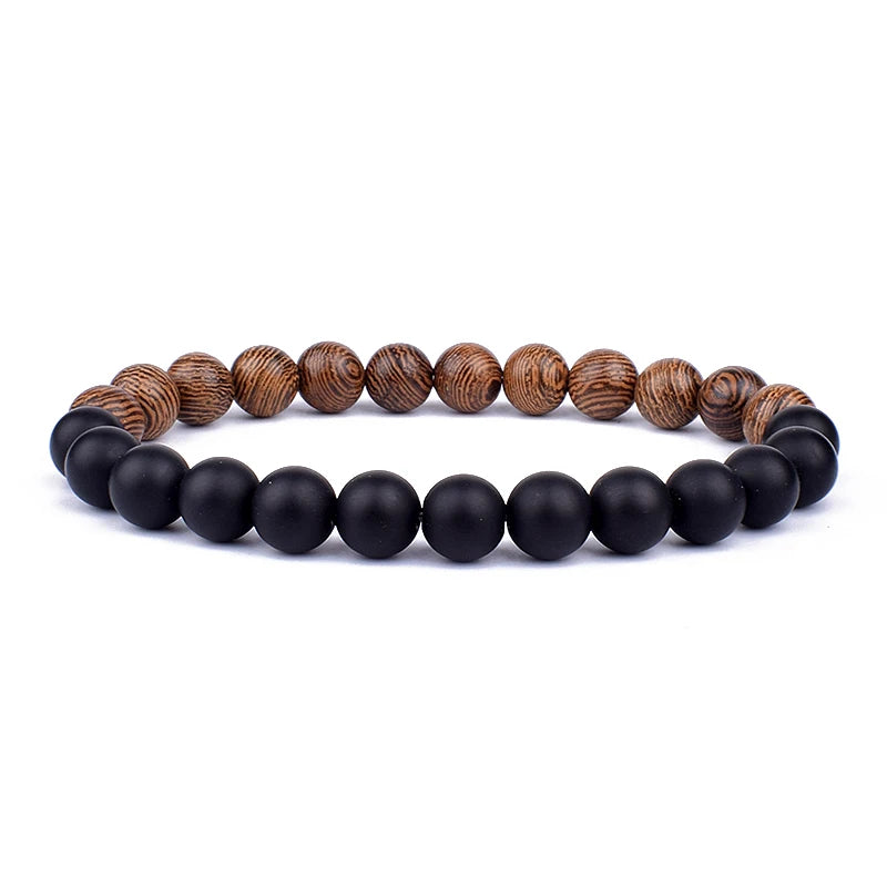 Bracciale in pietra vulcanica per uomo Bracciale in legno lavico da 8 mm Bracciale con perline Buddha tibetano Catena da polso Donna Uomo Gioielli Regalo Nuovi braccialetti