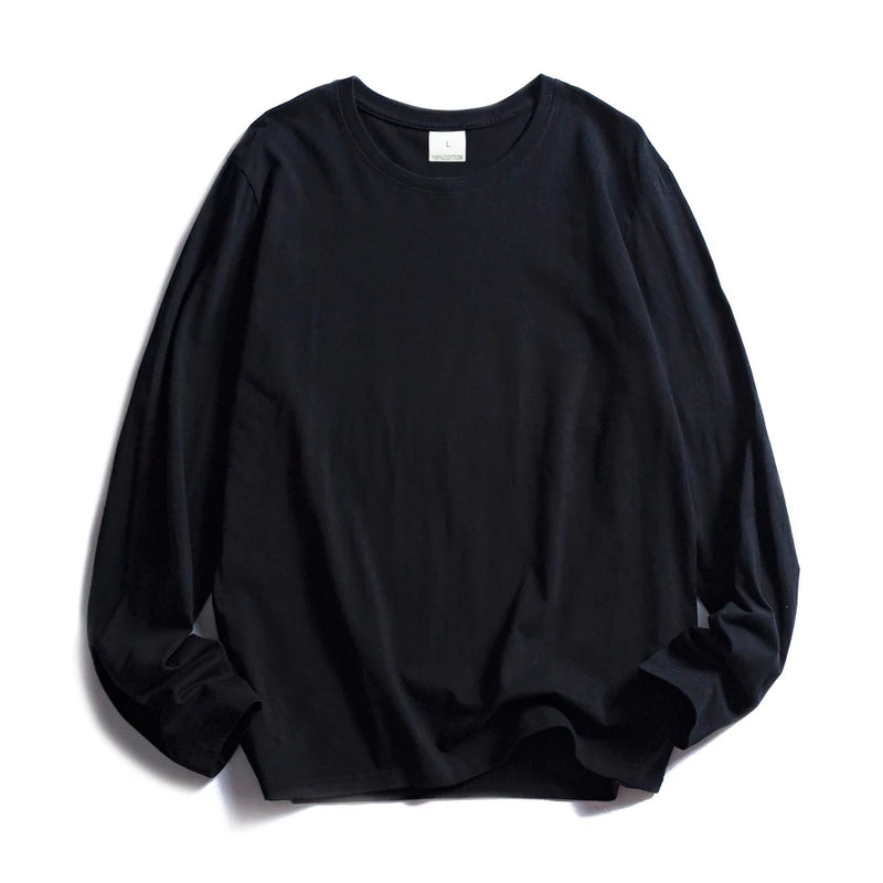 WAVLATII Magliette a maniche lunghe con scollo o da donna in cotone bianco - nero S - immagine 7