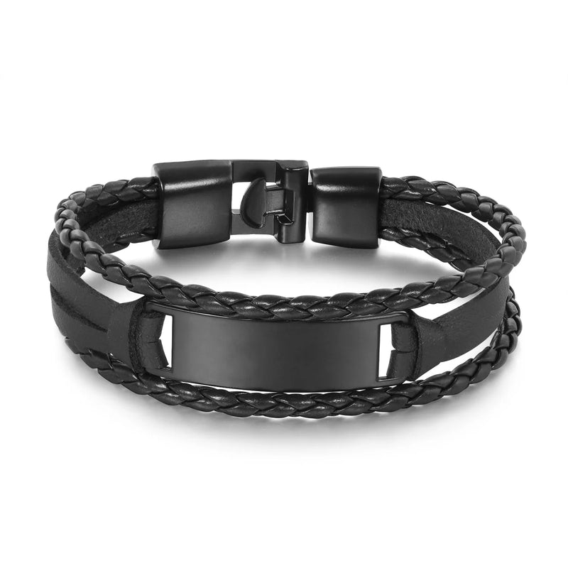 Personalità Logo personalizzato nome incidere bracciale in pelle da uomo braccialetti identificativi fatti a mano in corda salvavita