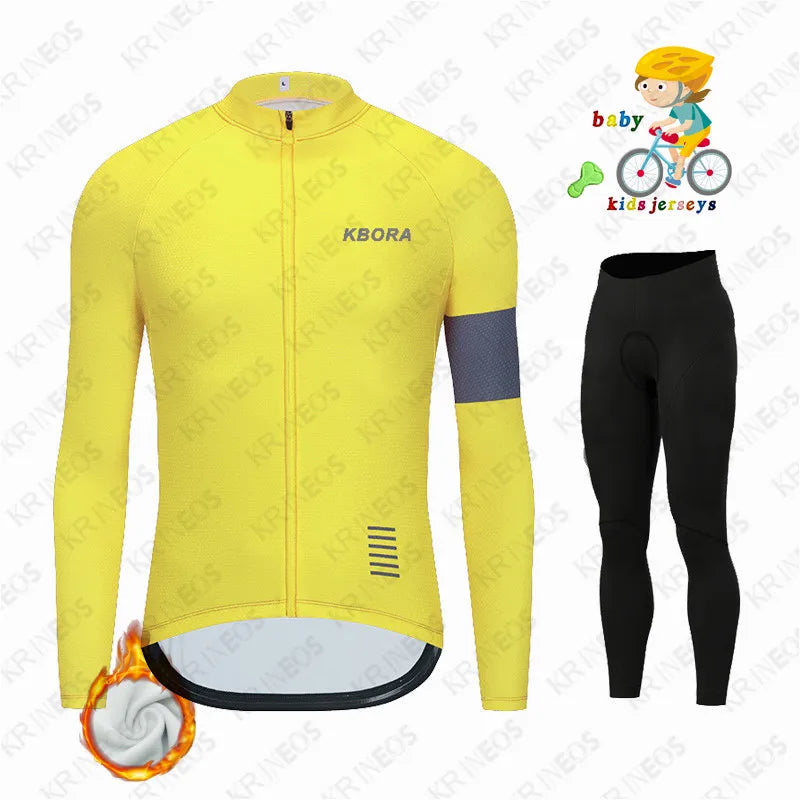 Maglia da Ciclismo per bambini KBORA Set invernale in pile termico abbigliamento - immagine 8