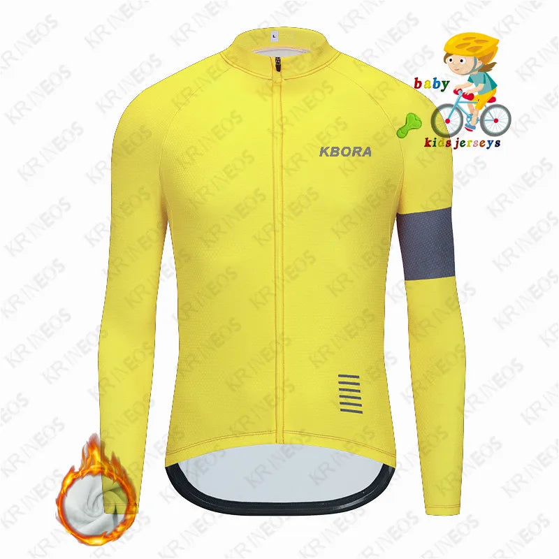 Maglia da Ciclismo per bambini KBORA Set invernale in pile termico abbigliamento - immagine 11