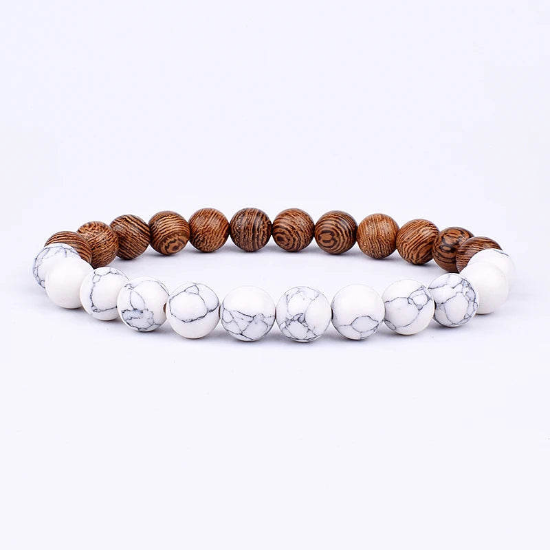 Bracciale in pietra vulcanica per uomo Bracciale in legno lavico da 8 mm Bracciale con perline Buddha tibetano Catena da polso Donna Uomo Gioielli Regalo Nuovi braccialetti