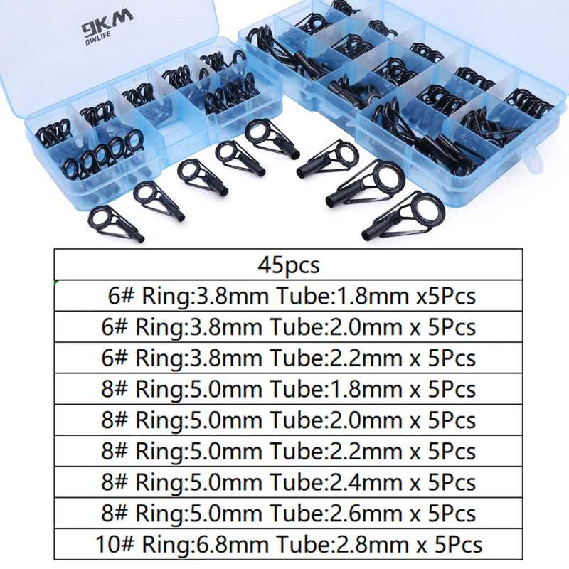 Kit di riparazione punta guida canna da pesca Set 24~230 pezzi per la - Nero 45 pezzi - immagine 7