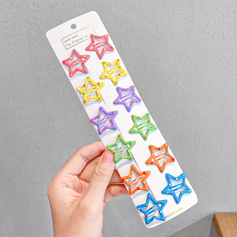 10/20/30/40 Nuove Mollette per Capelli a Forma di Goccia Colorate e Carine Bambine - 12pcs star 2 - immagine 13