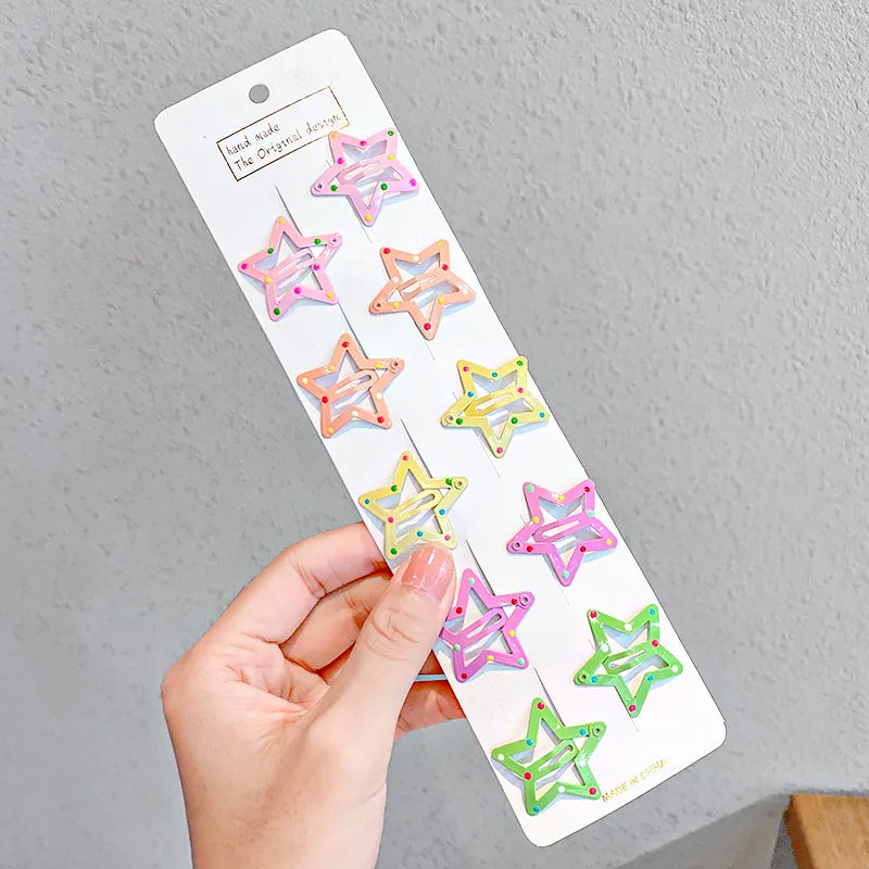 10/20/30/40 Nuove Mollette per Capelli a Forma di Goccia Colorate e Carine Bambine - 10pcs star 2 - immagine 11