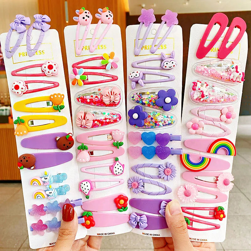 Set di 12 Nuove Mollette per Capelli Colorate e Carine Bambine - immagine 4