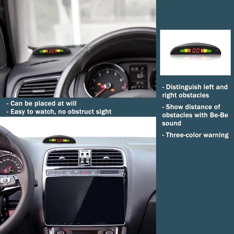 Kit Sensori Parcheggio Auto 4 Sensori 22mm – Radar Retromarcia con Display LED Retroilluminato, Sistema 12V Universale (8 Colori) - Campeda