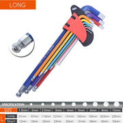 Set di chiavi a brugola Kit di chiavi a L per vite a brugola 9 pezzi Set di chiavi esagonali a braccio lungo da 1.5mm a 10mm utensili a mano con chiave esagonale per riparazione biciclette - Campeda