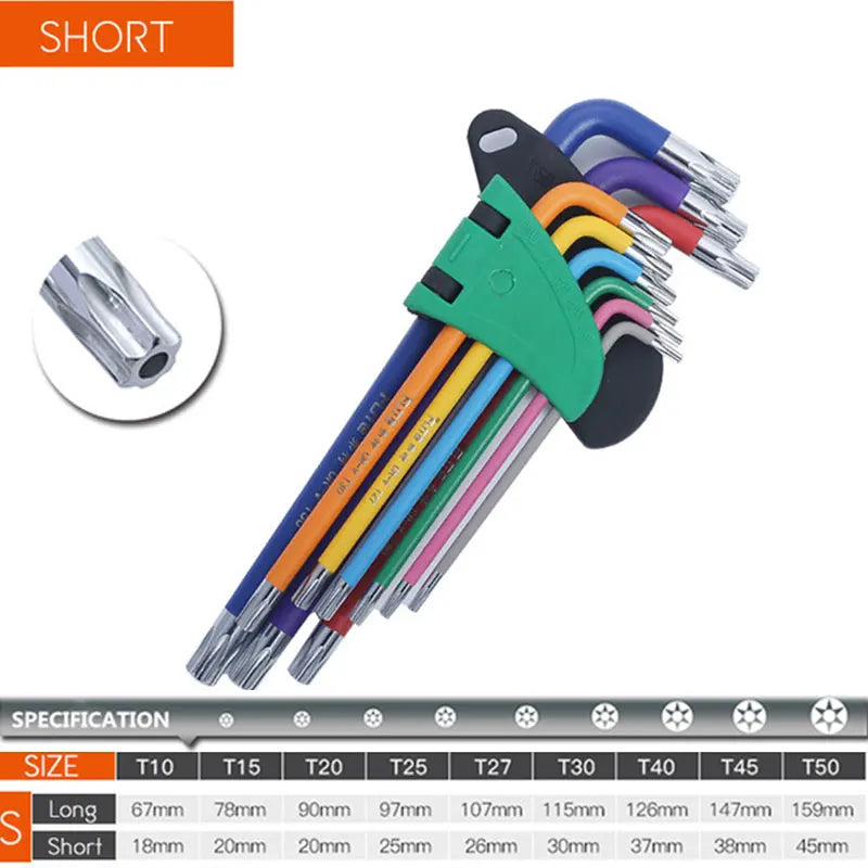 Set di chiavi a brugola Kit di chiavi a L per vite a brugola 9 pezzi Set di chiavi esagonali a braccio lungo da 1.5mm a 10mm utensili a mano con chiave esagonale per riparazione biciclette - Campeda