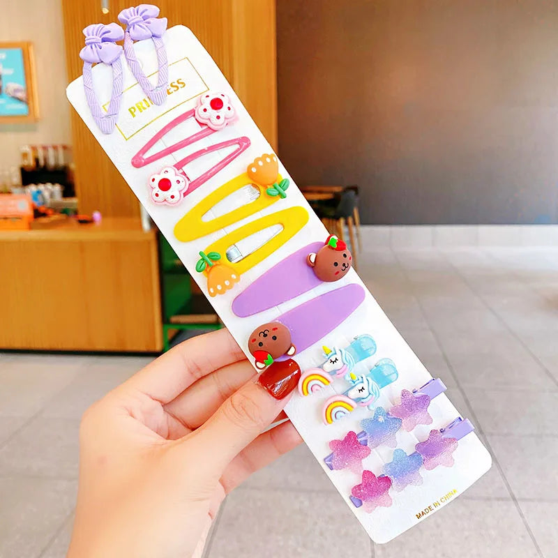 Set di 12 Nuove Mollette per Capelli Colorate e Carine Bambine - immagine 12