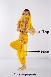 Bambini Danzatrice del ventre Cintura Pantaloni Velo Accessori per ali Maschera Abito - immagine 13