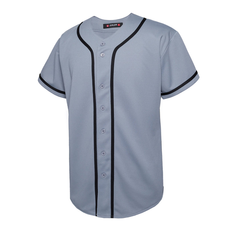 EALER Serie BJ80 Maglia da baseball uomo Camicie abbottonate Manica corta Hipster Hip - Grigio S - immagine 19