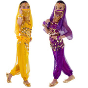 Bambini Danzatrice del ventre Cintura Pantaloni Velo Accessori per ali Maschera Abito - immagine 2
