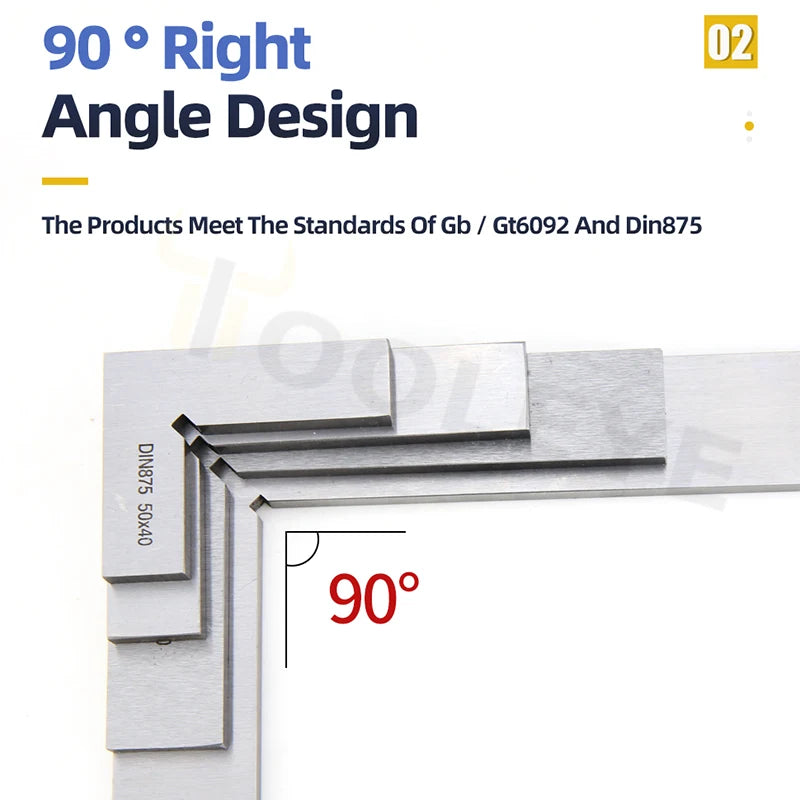 Prova il righello quadrato con bordo piatto quadrato Strumenti per la lavorazione del legno da 90 gradi Set di strumenti di misurazione con righello ad angolo retto in metallo-Quad