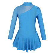 Body da ginnastica per ragazze Vestito balletto pattinaggio bambini Maniche lunghe - Blu 4 - immagine 13