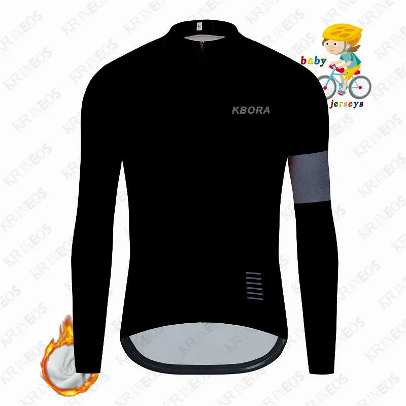 Maglia da Ciclismo per bambini KBORA Set invernale in pile termico abbigliamento - immagine 6