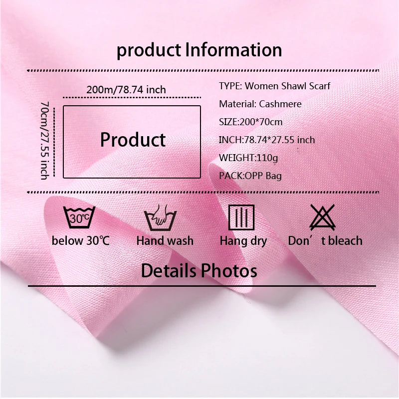 Sciarpa di Pashmina da donna Scialli Morbida sensazione cashmere Foulard viaggio - immagine 6