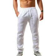 Men's Pants 2025 summer men's cotton and linen oversized wide leg pantselastic waist solid color casual loose Breathable pants