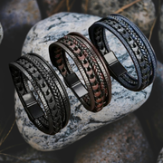 Bracciale Uomo in Pelle Multistrato – Intrecciato con Chiusura Magnetica - Campeda