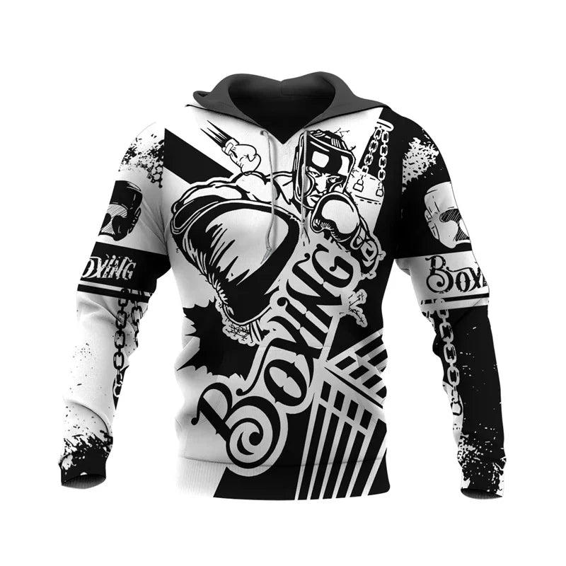 Felpa con cappuccio da boxe stampa 3D di moda abbigliamento uomo sportivo Pop - immagine 7