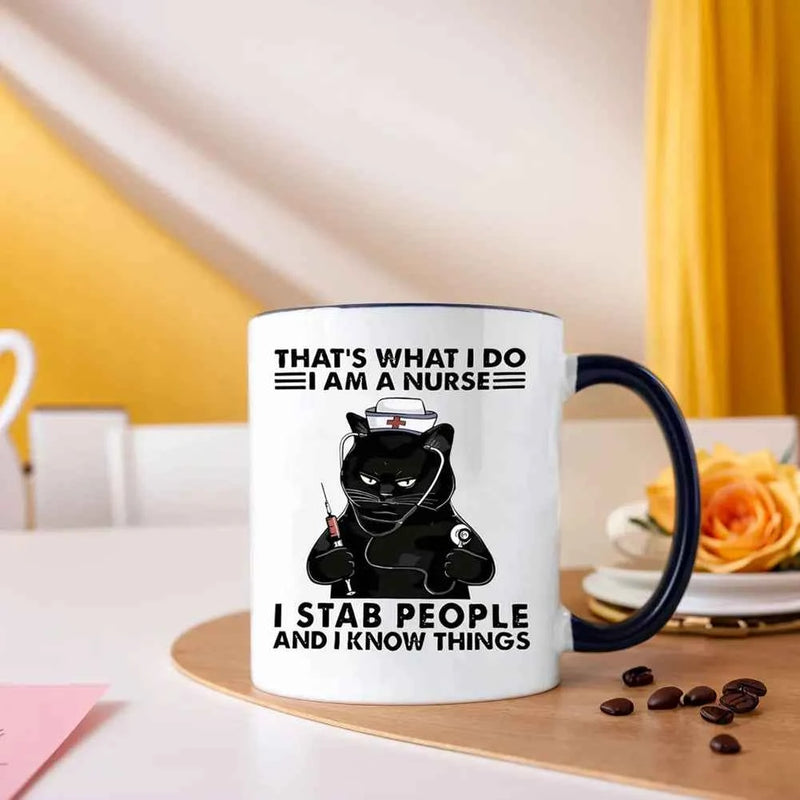 Tazza da tè pomeridiano per gatti da 11 once tazza da caffè multifunzionale in ceramica tazza da caffè in porcellana tazza da caffè tazza da caffè per gli amanti dei gatti