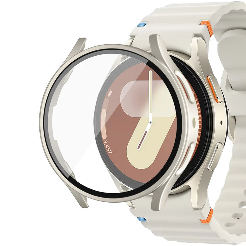 Custodia rigida opaca per PC con protezione per schermo in vetro temperato per Samsung Galaxy Watch 7 6 5 4 40mm 44mm Paraurti protettivo completo