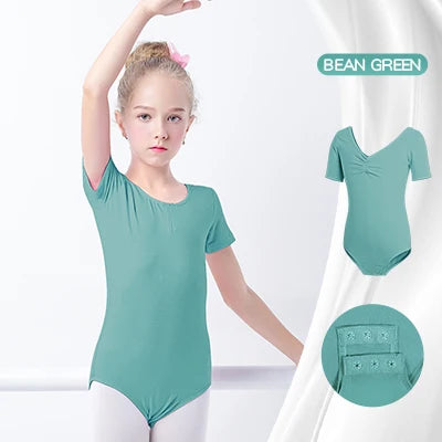 Body per balletto di base ragazze da ballo in cotone ginnastica a maniche - Bean Green 110(height100-105cm) - immagine 22
