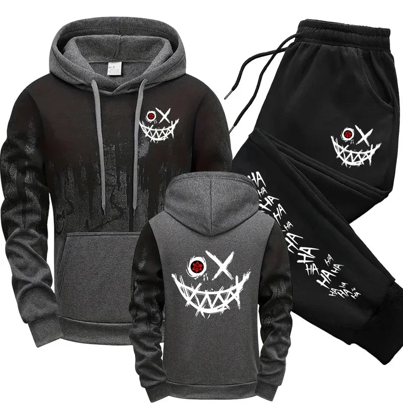 Tuta uomo streetwear – felpa con cappuccio e pantaloni jogging con stampa effetto inchiostro - Campeda