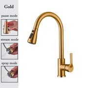 Rubinetto da cucina nero Estraibile Lavello Miscelatore per spruzzatore a flusso - cf04043-ORO - immagine 7