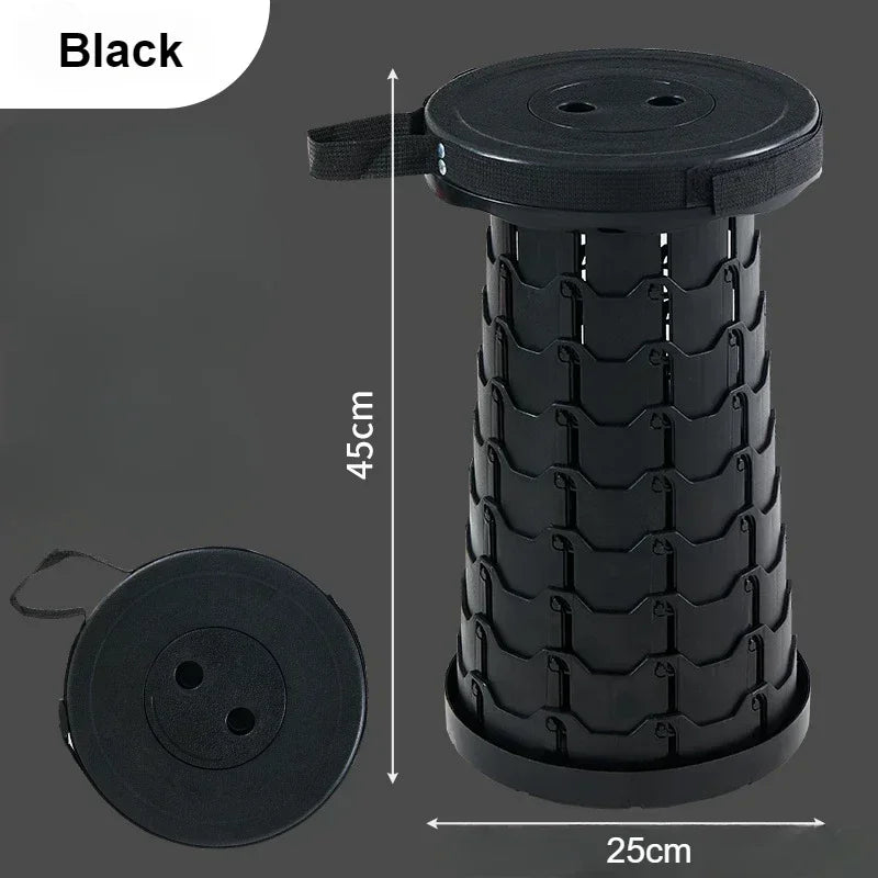 Sedia telescopica pieghevole in plastica, sgabello portatile con altezza regolabile, perfetta per la pesca, la spiaggia e il campeggio.