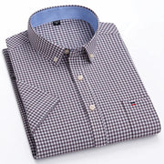 Camicia Oxford da uomo Bamboople – maniche corte, traspirante, casual business, plaid, estate e primavera - Campeda