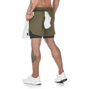 Pantaloncini da corsa mimetici sportivi palestra uomo 2 in 1 Allenamento ad - immagine 15