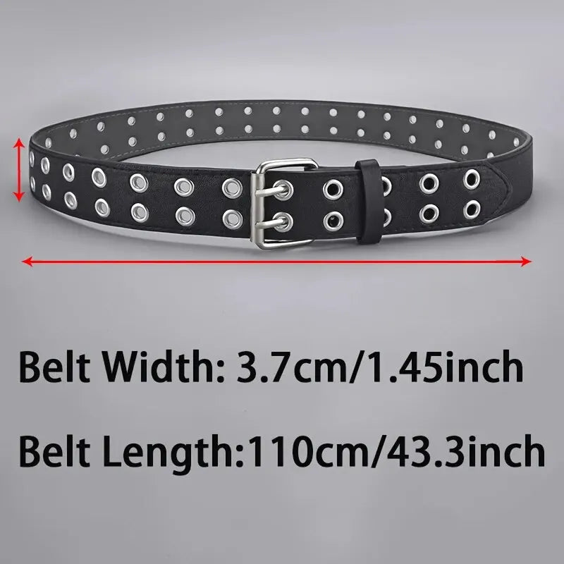 1pc Cintura da donna Tendenza Semplice Doppio Foro uomo Punk Hip Hop Stile - immagine 4