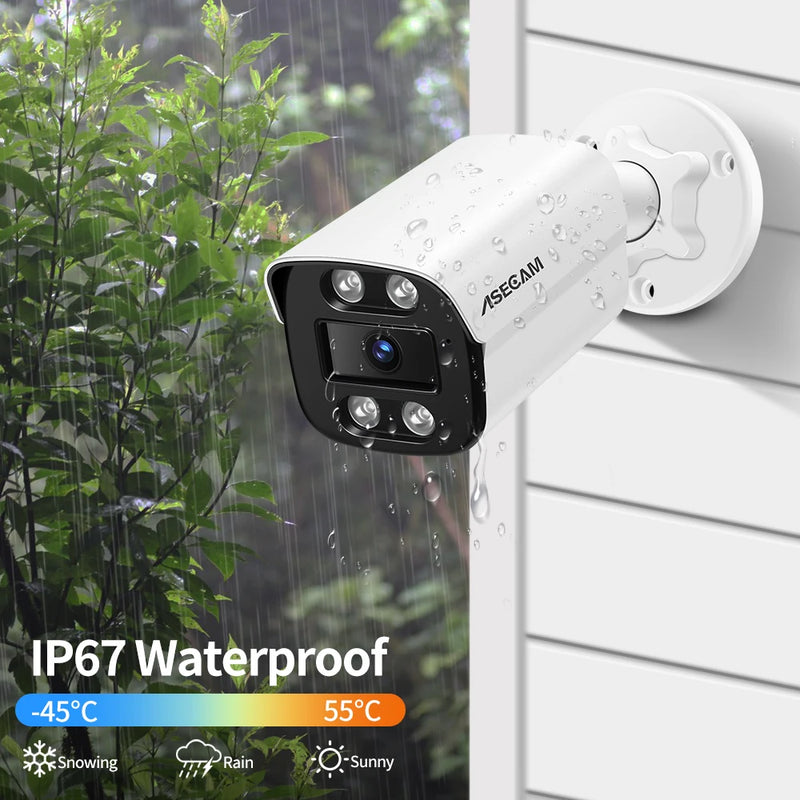 ASECAM 4K 8MP Telecamera IP CCTV esterna POE Audio H.265 Onvif AI Rilevazione