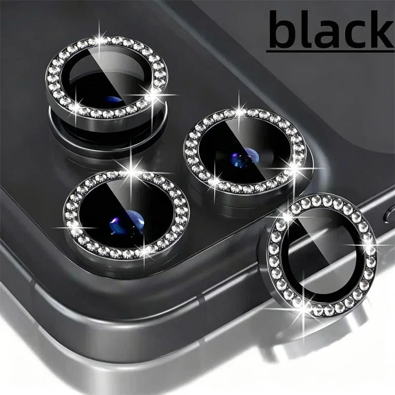 Pellicola protettiva per obiettivo della fotocamera – strass e glitter - Black For iPhone Duo(2pcs)
