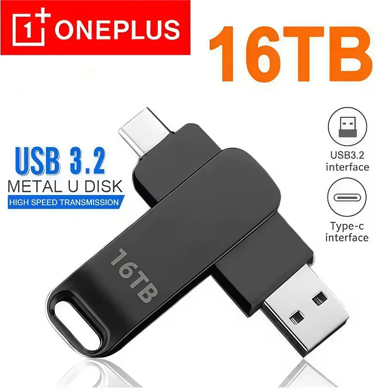 OnePlus 16TB USB 3.2 Trasferimento ad altissima velocità Chiavetta USB impermeabile in metallo 8TB 4TB 2TB Memoria portatile Chiavetta USB per cellulare