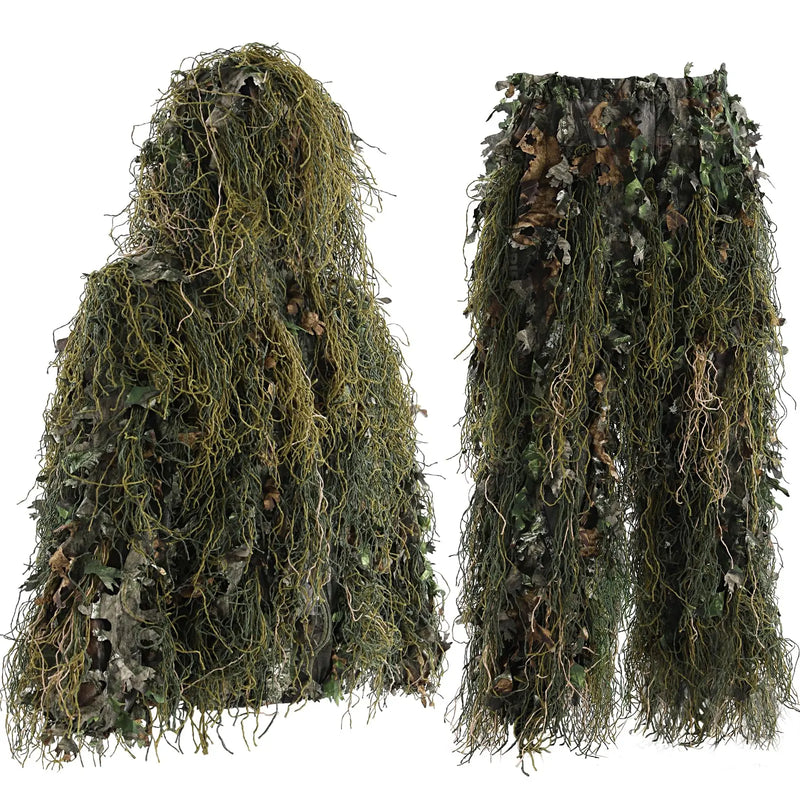 JOAXOR Ghillie Suit Tute da caccia mimetiche con foglie 3D - Green Leafy Forest Height 4.2- 4.7 Ft