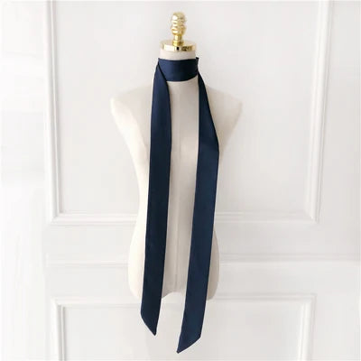 Foulard lungo stretto donna 190x5 cm in chiffon tinta unita, sciarpa sottile elegante per collo, capelli e accessori borsa - Campeda