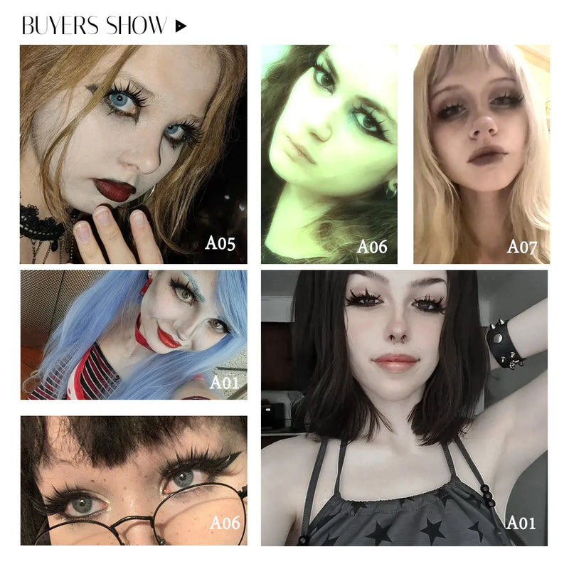 Ciglia finte cosplay 2 paia/pacco a strisce bagnate con punte Manga per trucco - immagine 2