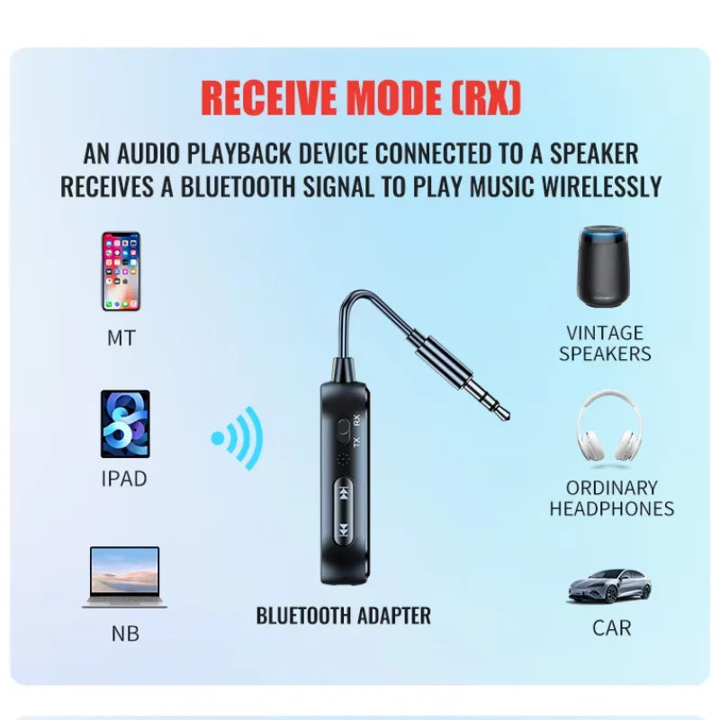 Ricevitore trasmettitore audio Bluetooth 6.0 AUX Adattatore wireless 2 IN 1 da 3 - immagine 7