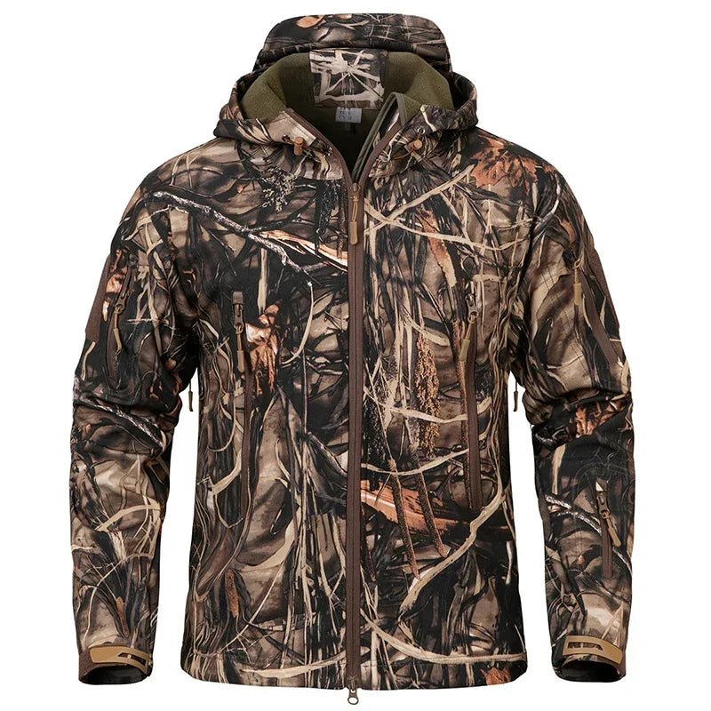 Giacca da caccia mimetica silenziosa uomo Soft Shell Escursionismo all'aperto Pesca