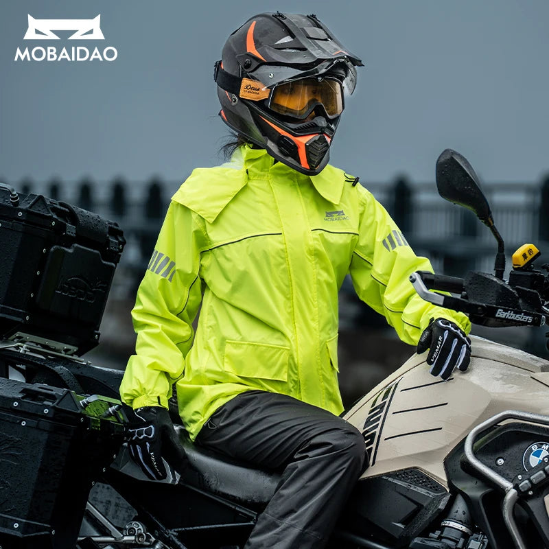 Tuta antipioggia per moto Set giacca e pantaloni impermeabili equitazione - immagine 2