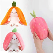 25 cm carino fragola carota coniglio peluche farcito creativo in frutta trasforma bambino coccoloso coniglietto bambola per regalo di compleanno per bambini