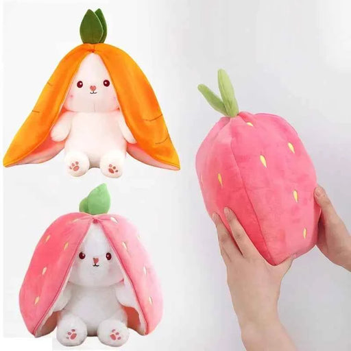 25 cm carino fragola carota coniglio peluche farcito creativo in frutta trasforma bambino coccoloso coniglietto bambola per regalo di compleanno per bambini