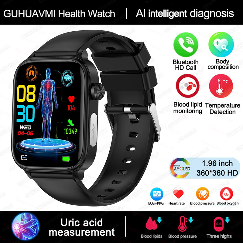 AI Diagnosi Lipidi nel sangue Acido urico Test di composizione corporea Smart Watch - immagine 9