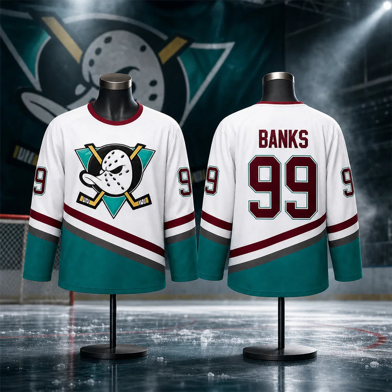 Maglia da Hockey su Ghiaccio White Duck Versione Film Numeri 96 e 99 - immagine 2