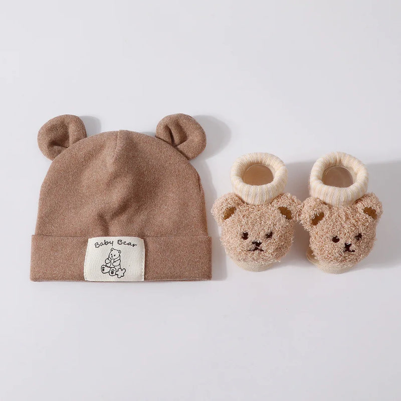 Set 2 Pezzi Cappello con Orecchie da Orso e Calzini in Maglia per - immagine 4